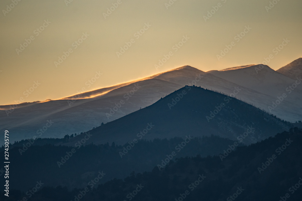 Sunset over the Rocky Mountains