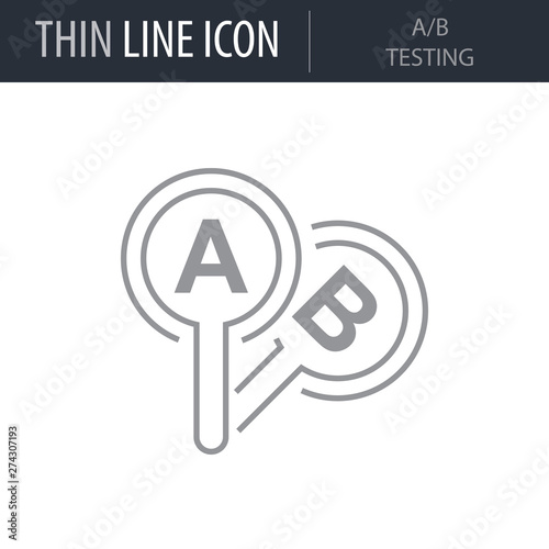 Symbol of A-b Testing Thin line Icon of Design Thinking. Stroke Pictogram Graphic for Web Design. Quality Outline Vector Symbol Concept. Premium Mono Linear Beautiful Plain Laconic Logo