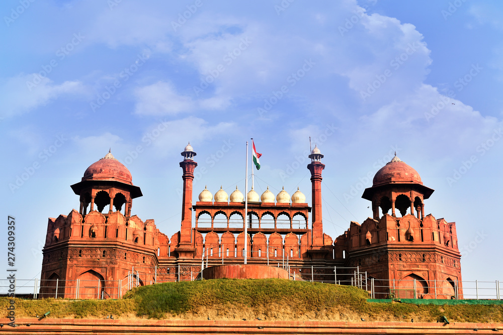 India travel tourism background - Red Fort (Lal Qila )historical ...