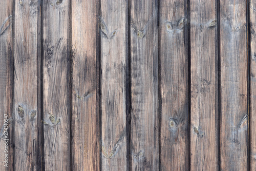 Wooden wall, old wood boards. Dark weathered panels texture with knots for the background