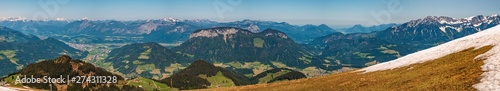 High resolution stitched panorama of beautiful alpine view at Hohe Salve summit - Söll - Tyrol - Austria