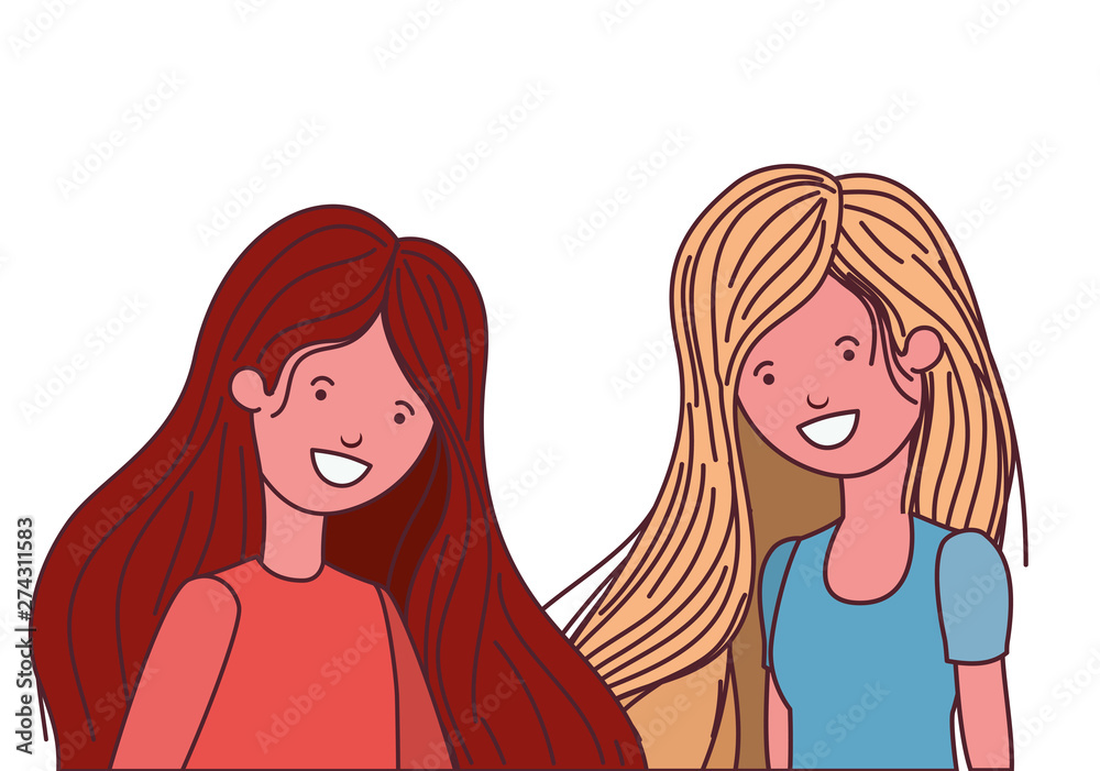 young women in white background avatar character young women in white background avatar character