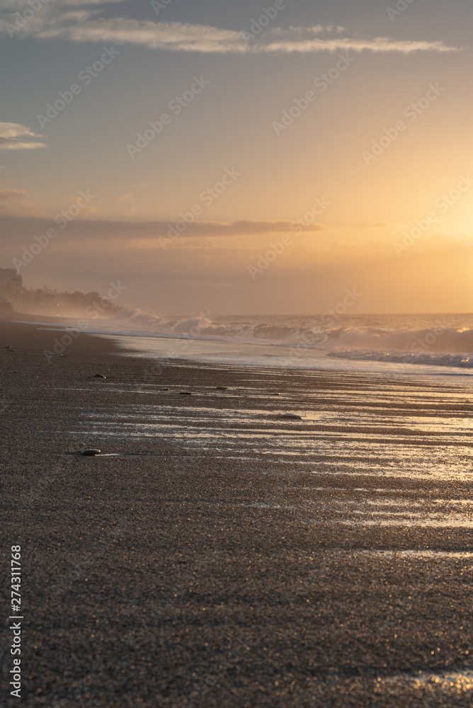 Sun Rays & Mist During Sunrise, Letojanni beach, Sicily Sun Rays & Mist During Sunrise, Letojanni beach, Sicily