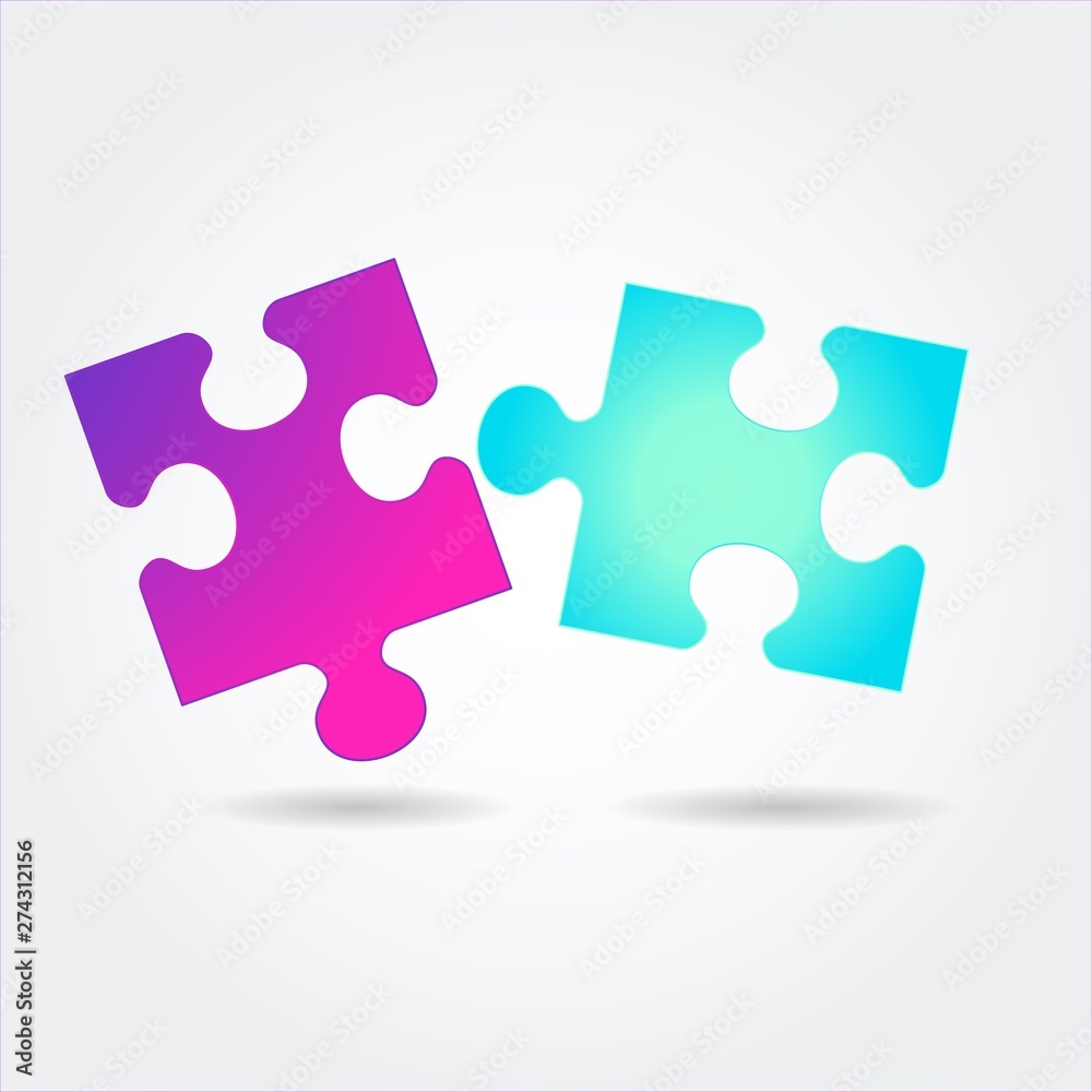 Color bright gradient puzzle icon on a white background. Color bright gradient puzzle icon on a white background.