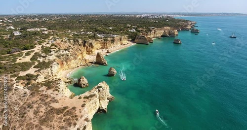 Famous Stone Arch at Marinha beach in Algarve