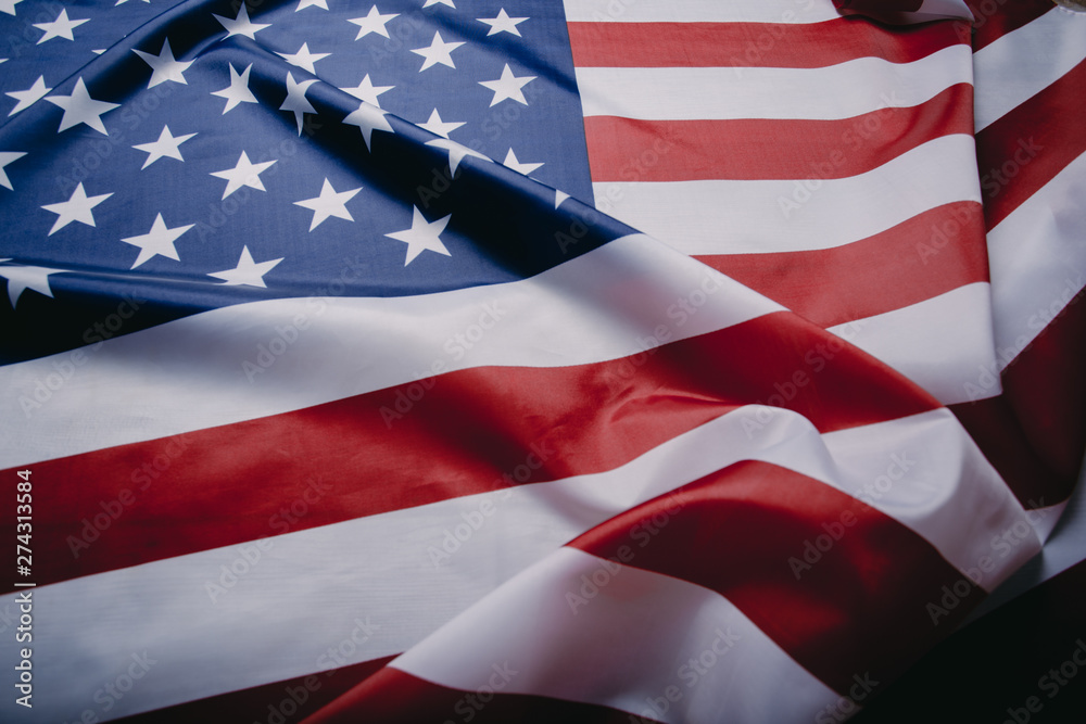 Fototapeta premium United States of America flag. Image of the american flag flying in the wind.