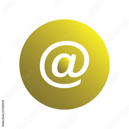 Yellow spherical at mail icon for business