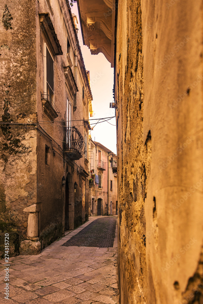 a typical alley in the historic center of Sant'Agata de 'Goti, a small Italian village in the province of Benevento