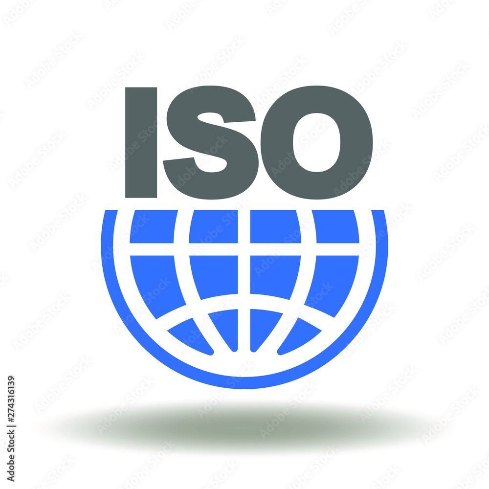 ISO Quality Standards Certification Logo. Earth Planet ISO Icon Vector. International standard control system illustration. ISO Quality Standards Certification Logo. Earth Planet ISO Icon Vector. International standard control system illustration.