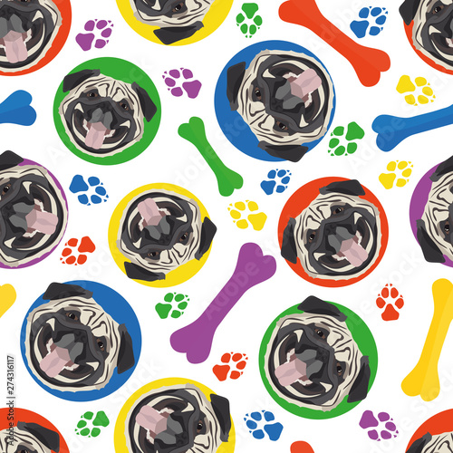 Bunt und verspielt Mops