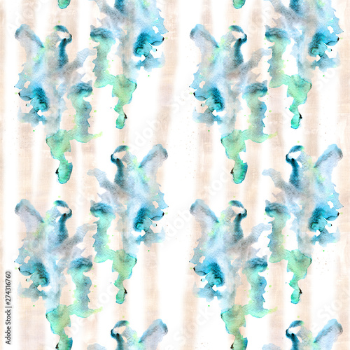 Bright abstract watercolor blots and splashes and patterns seamless pattern