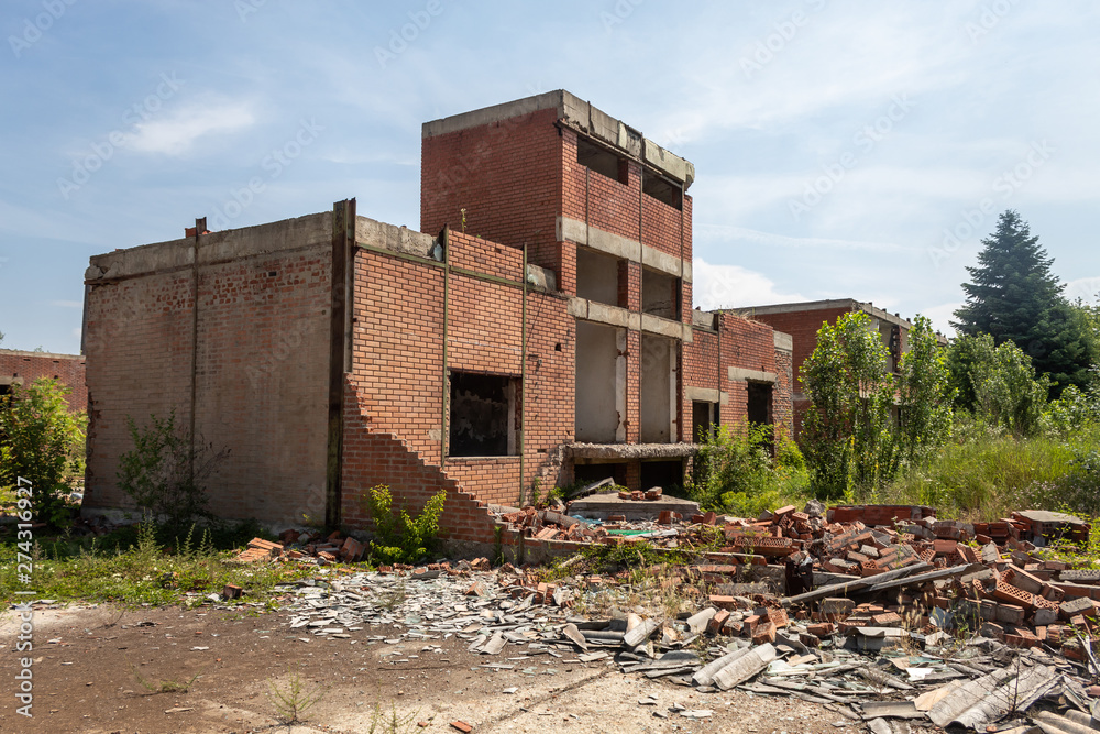 Abandoned Red Brick Bankrupt Factory Building in Serbia Abandoned Red Brick Bankrupt Factory Building in Serbia