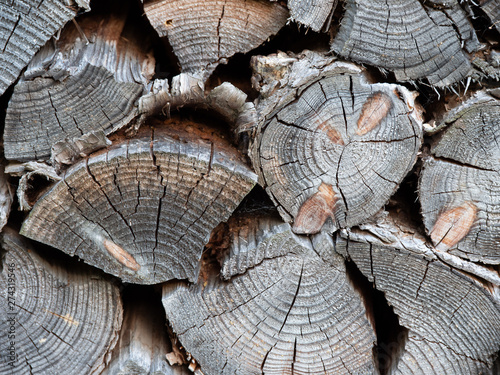 Close up image of firewood, flat lay