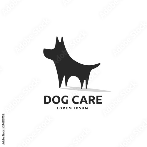simple and cute silhouette puppy dog logo template vector