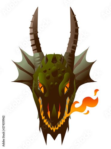 evil beast dragon with fire breath