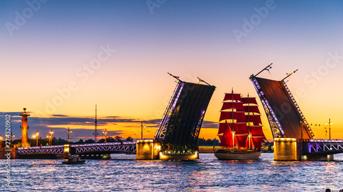 Saint Petersburg view of the Palace Bridge. White Nights 