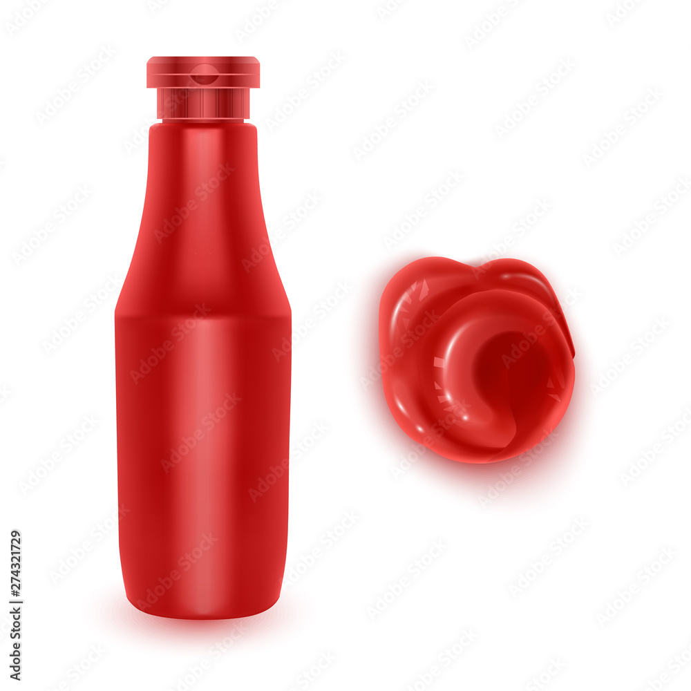 Realistic vector elements tomato sauce, splash of tomato juice, ketchup bottle, squeezed out sauce on white background Vector EPS 10 illustration Realistic vector elements tomato sauce, splash of tomato juice, ketchup bottle, squeezed out sauce on white background Vector EPS 10 illustration