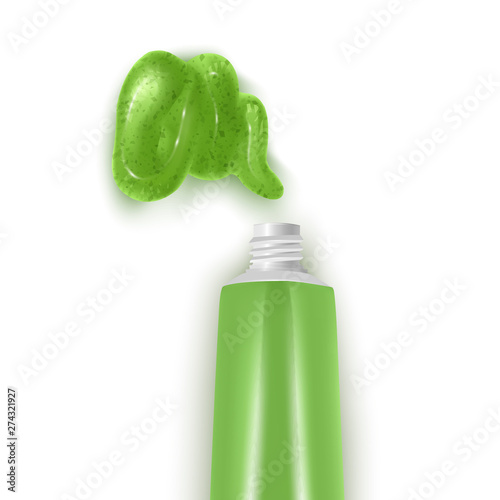 Squeezed out sauce on white background, Wasabi Hot Mustard. Traditional Japanese Green Natural Organic Spicy Wasabi For Asian Dishes And Sushi. Seasoning And Sauce Top View Realistic 3d Illustration