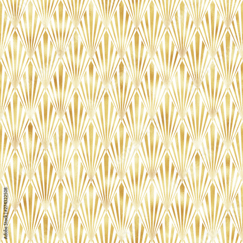 Fototapeta Naklejka Na Ścianę i Meble -  Art Deco Seamless Pattern - Repeating metallic pattern design with art deco motif