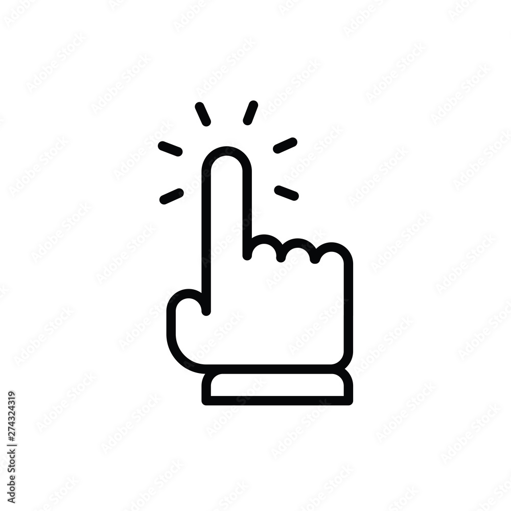 Hand clicking icon. Vector pointer finger click. Hand clicking icon. Vector pointer finger click.