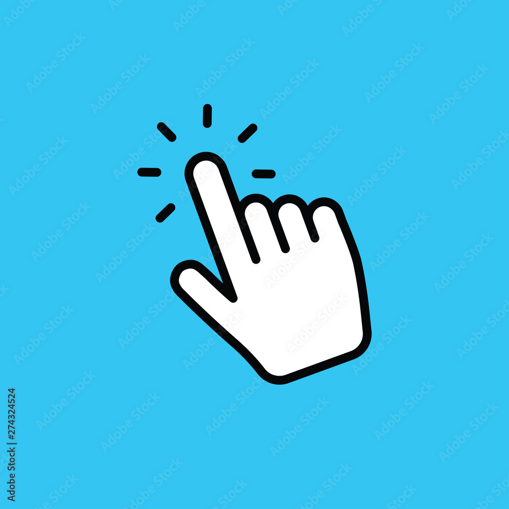Hand clicking icon. Vector pointer finger click. Hand clicking icon. Vector pointer finger click.