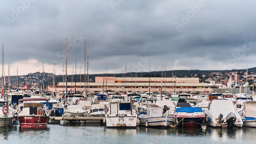 DENIA, SPAIN - JUNE 13, 2019: Panoramic view of Denia port. © bodiaphoto