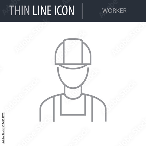 Symbol of Worker Thin line Icon of Different People. Stroke Pictogram Graphic for Web Design. Quality Outline Vector Symbol Concept. Premium Mono Linear Beautiful Plain Laconic Logo