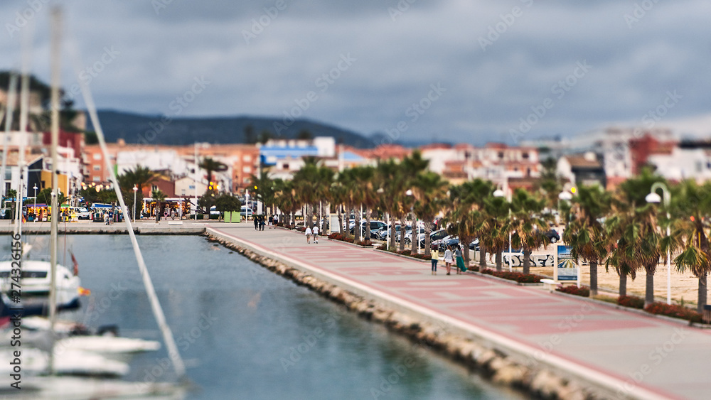 DENIA, SPAIN - JUNE 13, 2019: Panoramic view of Denia port.
