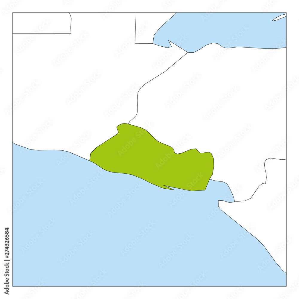 Fototapeta premium Map of El Salvador green highlighted with neighbor countries
