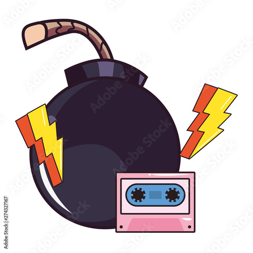 cassette boom comic pop art on white background