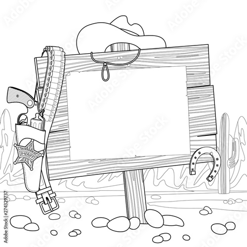 Wooden signboard in the Wild West