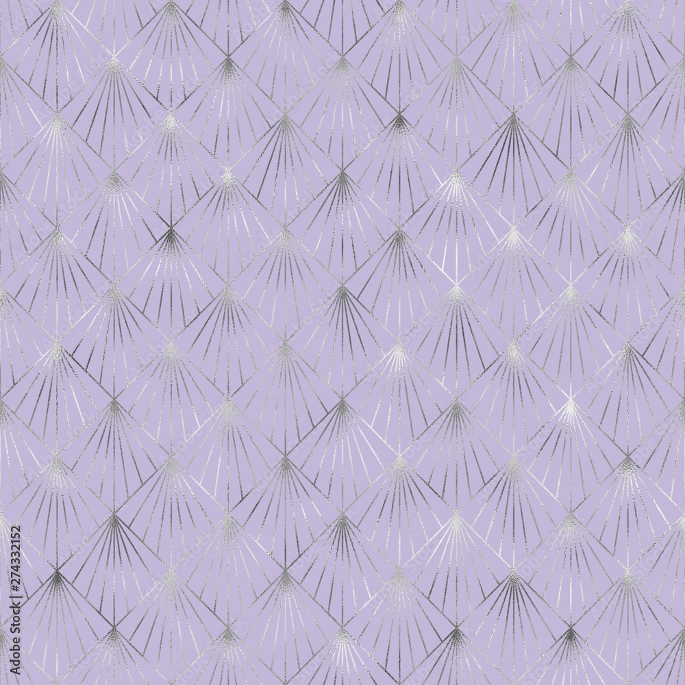 Fototapeta premium Art Deco Seamless Pattern - Repeating metallic pattern design with art deco motif
