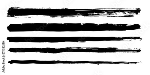 Set of hand drawn grunge brush strokes. Black ink grunge brush strokes. Vector illustration.