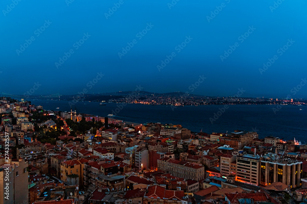 top view of the panorama of istanbul at night
