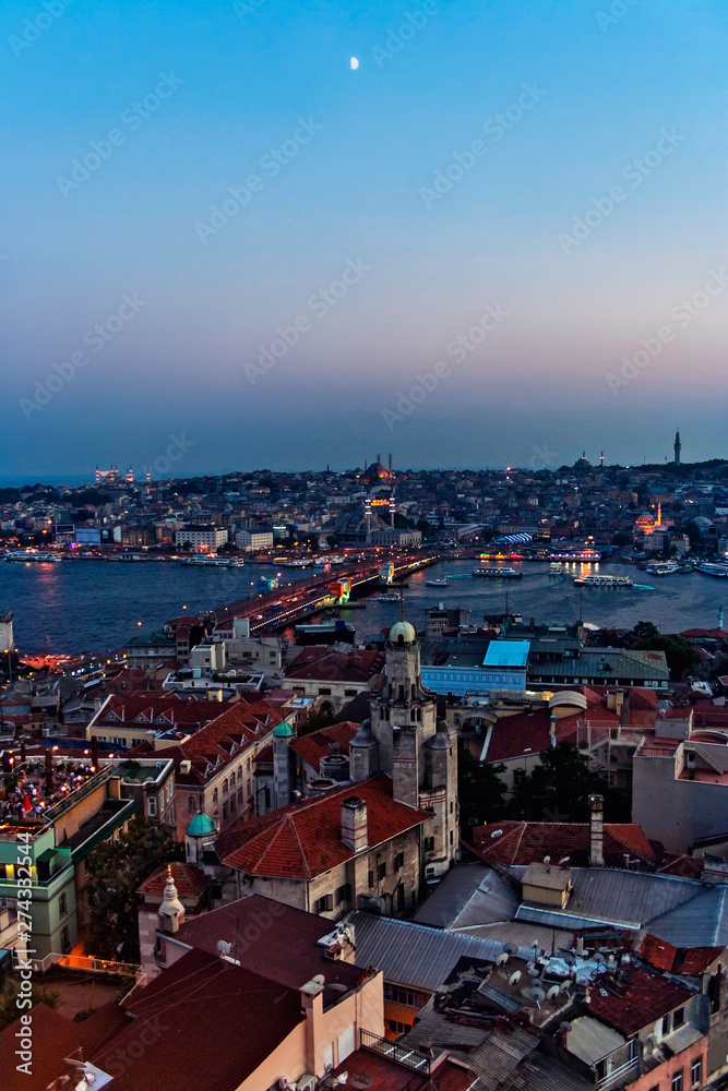 top view of the ancient quarters of of istanbul at night