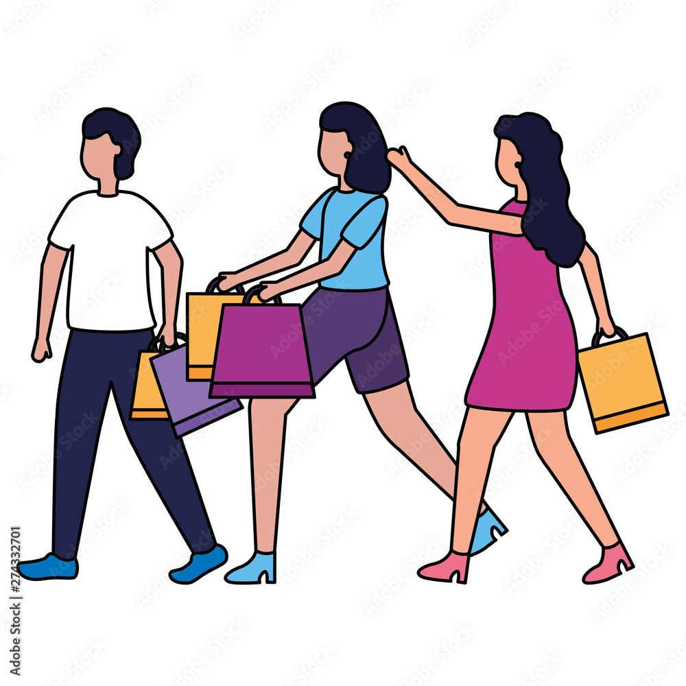 people with shopping bags commerce