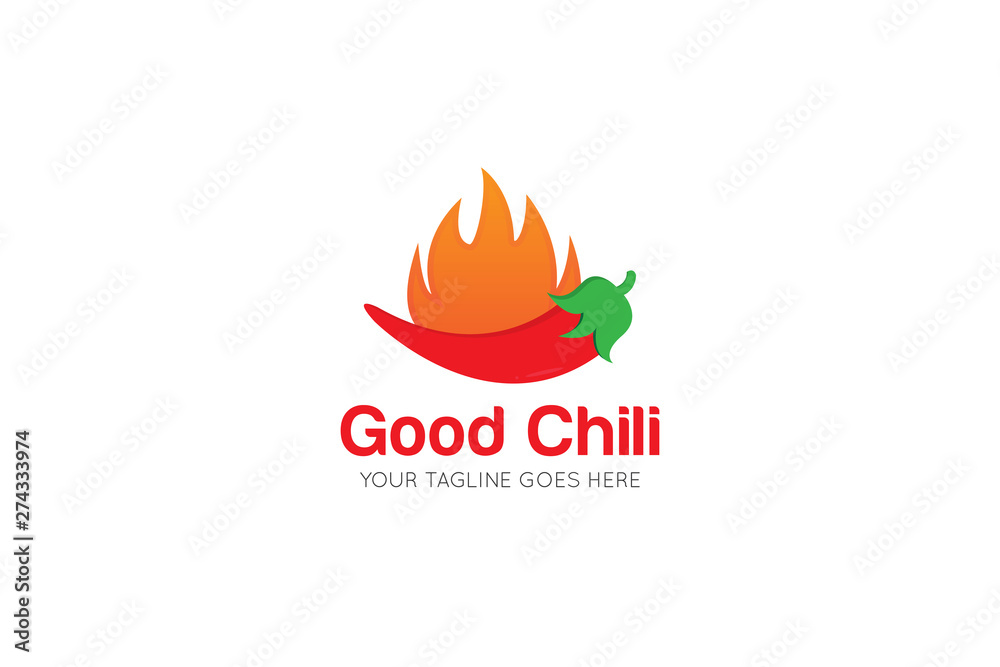 Chilli logo and icon for food label or sticker, vector illustration design template