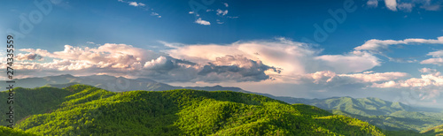 Stunning panoramic view of the north mountains from Black Mountain, NC, USA. photo