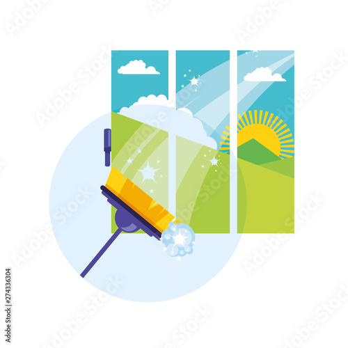 Isolated cleaning brush and window design