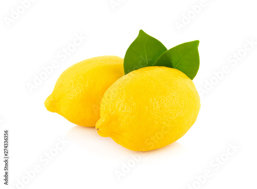 whole fresh lemon on white background