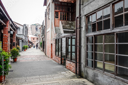 View of Street at the Bopiliao Historical Block  in the Wanhua District  Taipei  Taiwan.