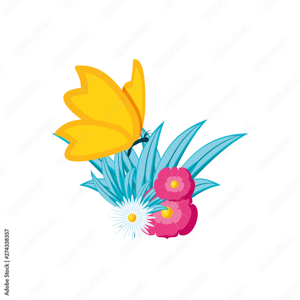 Isolated Butterfly and flowers design
