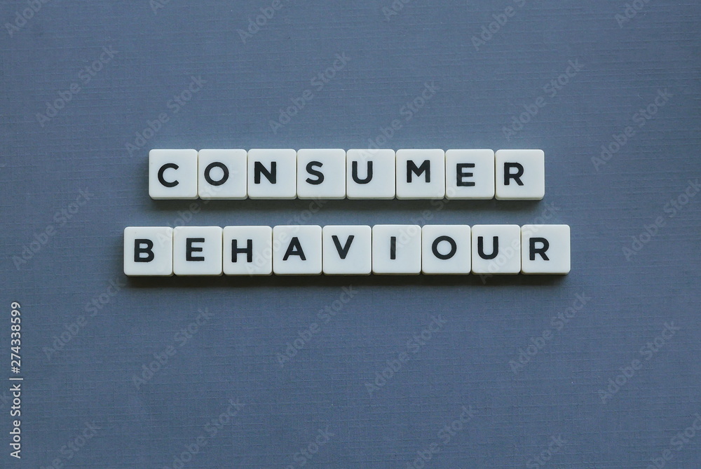 ' Consumer Behaviour ' word made of square letter word on grey background. ' Consumer Behaviour ' word made of square letter word on grey background.