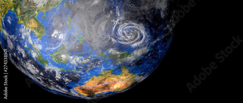 Fototapeta Naklejka Na Ścianę i Meble -  Extremeley detailed and realistic high resolution 3d illustration of a Hurricane. Shot from space. Elements of this image are furnished by Nasa.