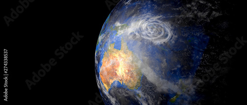 Fototapeta Naklejka Na Ścianę i Meble -  Extremeley detailed and realistic high resolution 3d illustration of a Hurricane. Shot from space. Elements of this image are furnished by Nasa.