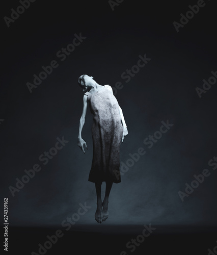 Ghost woman floating,3d rendering