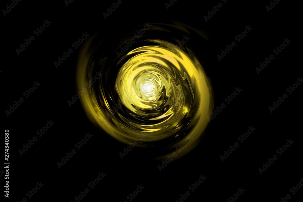 Glowing golden light vortex on black backdrop, abstract background Glowing golden light vortex on black backdrop, abstract background
