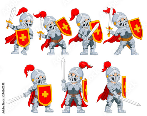 the collection of the knight with the different posing 