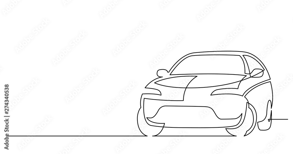 continuous line drawing of modern suv car