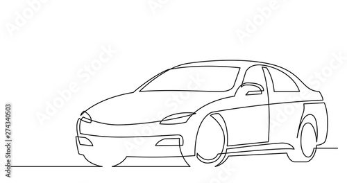 continuous line drawing of modern beautiful car